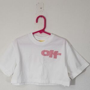Off-White Kids Crop Top Streetwear- White and Pink Size 4T
